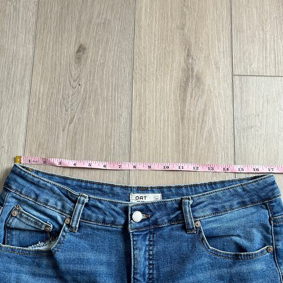 OAT Women's Medium Wash Raw Hem Wide Leg Jean Size 31 - Picture 6 of 8